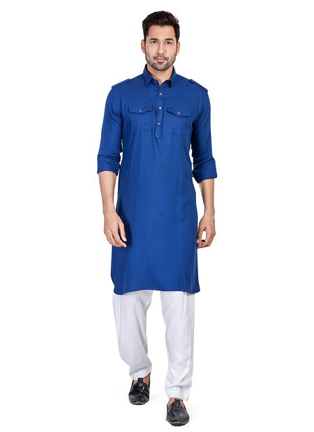 Navy Blue Colour Outluk Stylish Festive Wear Heavy Mens Wear Pathani Latest Collection Outluk 3